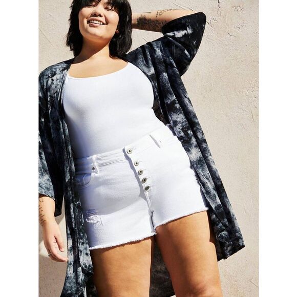 Torrid Black Tie Dye Gauze Kimono - Picture 1 of 6